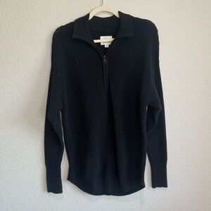 Aerie Offline Womens Small Black Quarter Zip Jacket Ribbed Casual Boho Stretch